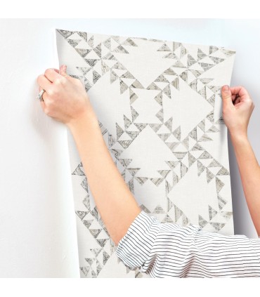 4142-72630 - Scrap Quilt Grey Wallpaper-Chesapeake