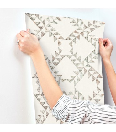 4142-72631 - Scrap Quilt Light Brown Wallpaper-Chesapeake