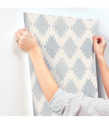 4142-72663 - Stitched Heirloom Indigo Wallpaper-Chesapeake