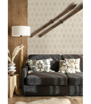 4142-72662 - Stitched Heirloom Khaki Wallpaper-Chesapeake