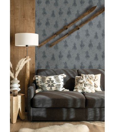 4142-72637 - Stockman Silhouette Blue Wallpaper-Chesapeake