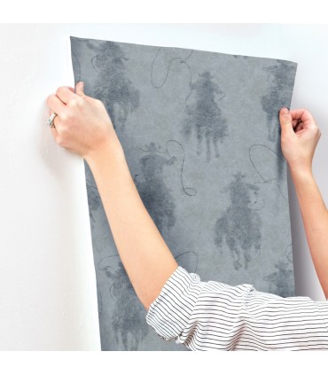 4142-72637 - Stockman Silhouette Blue Wallpaper-Chesapeake