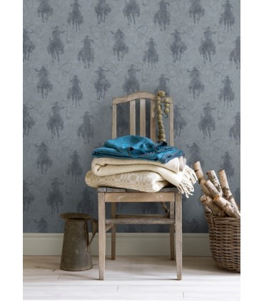 4142-72637 - Stockman Silhouette Blue Wallpaper-Chesapeake