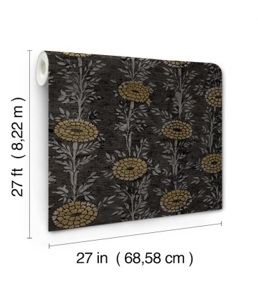 ZA8017 - French Marigold Black & Gold Wallpaper-Tea Garden 2