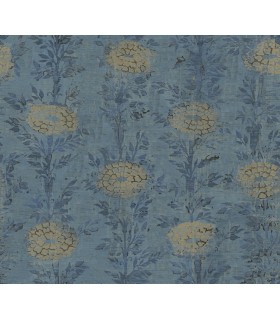 AF6520 - French Marigold Denim & Gold Wallpaper-Tea Garden 2
