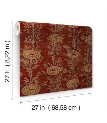 ZA8019 - French Marigold Red & Gold Wallpaper-Tea Garden 2