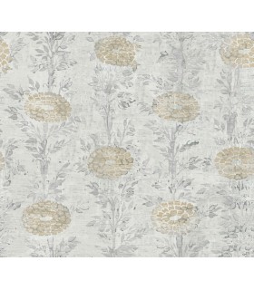 AF6516 - French Marigold White & Gold Wallpaper-Tea Garden 2