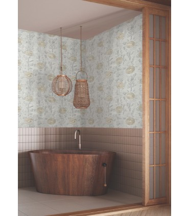 AF6516 - French Marigold White & Gold Wallpaper-Tea Garden 2