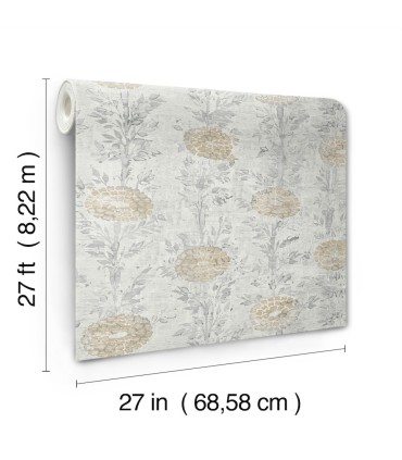 AF6516 - French Marigold White & Gold Wallpaper-Tea Garden 2