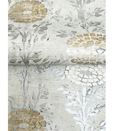 AF6516 - French Marigold White & Gold Wallpaper-Tea Garden 2
