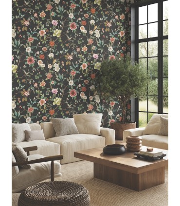 ZA8038 - Kimora's Garden Black Wallpaper-Tea Garden 2