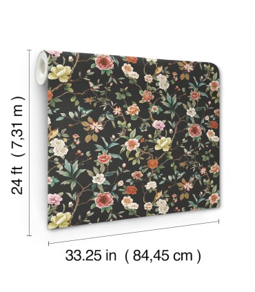 ZA8038 - Kimora's Garden Black Wallpaper-Tea Garden 2