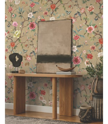 ZA8037 - Kimora's Garden Linen Wallpaper-Tea Garden 2