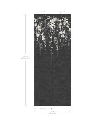 ZA8058M - Sakura Blooms Black Wall Mural-Tea Garden 2
