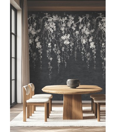 ZA8058M - Sakura Blooms Black Wall Mural-Tea Garden 2