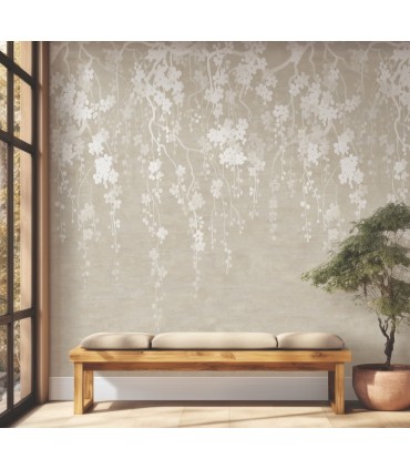 ZA8059M - Sakura Blooms Neutral Wall Mural-Tea Garden 2