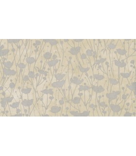 ZA8067 - Shimmering Poppies Cream & Silver Wallpaper-Tea Garden 2