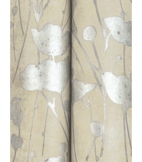 ZA8067 - Shimmering Poppies Cream & Silver Wallpaper-Tea Garden 2