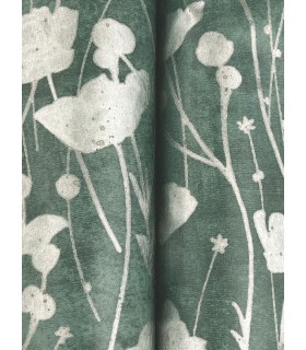 ZA8068 - Shimmering Poppies Green & Silver Wallpaper-Tea Garden 2