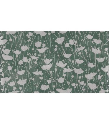 ZA8068 - Shimmering Poppies Green & Silver Wallpaper-Tea Garden 2
