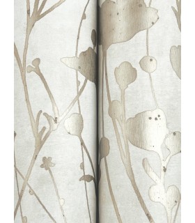 ZA8069 - Shimmering Poppies White & Gold Wallpaper-Tea Garden 2