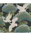 AF6593 - Sprig & Heron Black Wallpaper-Tea Garden 2
