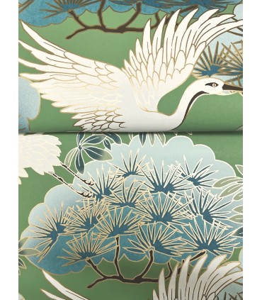 ZA8008 - Sprig & Heron Green Wallpaper-Tea Garden 2