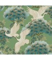 ZA8008 - Sprig & Heron Green Wallpaper-Tea Garden 2