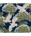 ZA8007 - Sprig & Heron Navy Wallpaper-Tea Garden 2