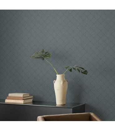 MJ4862 - Center Square Indigo Wallpaper 54" Width Wallpaper-Magnolia Home