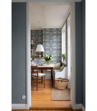 4171-82074 - African Marigold Dark Blue Floral Wallpaper-Hidden Treasures Vol 2