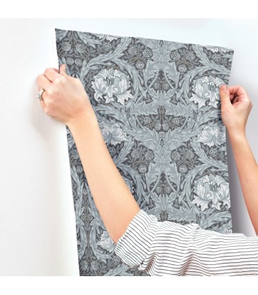 4171-82074 - African Marigold Dark Blue Floral Wallpaper-Hidden Treasures Vol 2