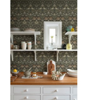 4171-82064 - Bird Brown Floral Thicket Wallpaper-Hidden Treasures Vol 2
