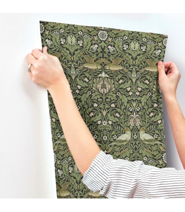 4171-82063 - Bird Green Floral Thicket Wallpaper-Hidden Treasures Vol 2