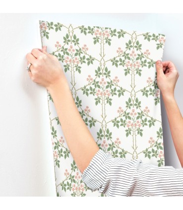 4171-82054 - Blackberry Pink Vine Trellis Wallpaper-Hidden Treasures Vol 2