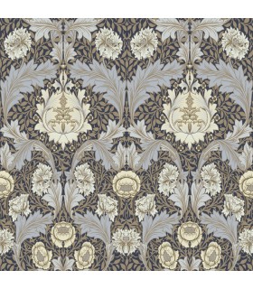 4171-82061 - Myrtle Blue Floral Ogee Wallpaper-Hidden Treasures Vol 2
