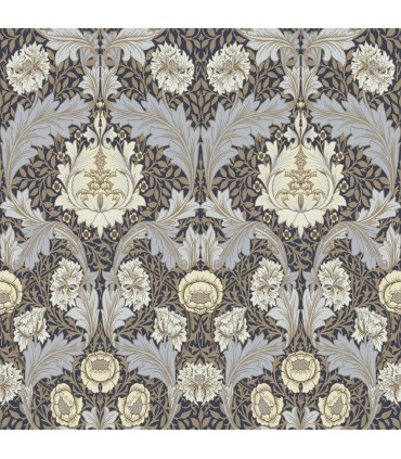 4171-82061 - Myrtle Blue Floral Ogee Wallpaper-Hidden Treasures Vol 2