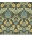 4171-82060 - Myrtle Dark Green Floral Ogee Wallpaper-Hidden Treasures Vol 2