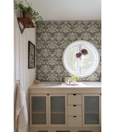 4171-82068 - Spring Thicket Blue Tulip Damask Wallpaper-Hidden Treasures Vol 2