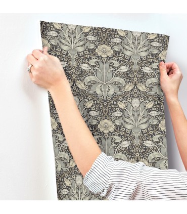 4171-82068 - Spring Thicket Blue Tulip Damask Wallpaper-Hidden Treasures Vol 2