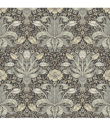 4171-82068 - Spring Thicket Blue Tulip Damask Wallpaper-Hidden Treasures Vol 2