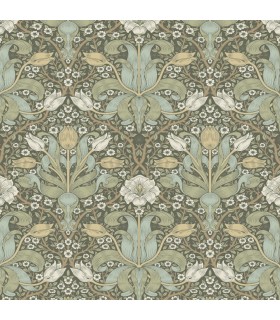 4171-82067 - Spring Thicket Green Tulip Damask Wallpaper-Hidden Treasures Vol 2