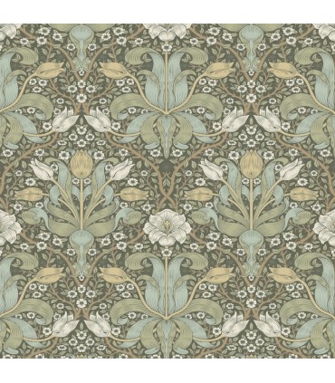 4171-82067 - Spring Thicket Green Tulip Damask Wallpaper-Hidden Treasures Vol 2