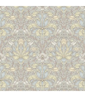 4171-82066 - Spring Thicket Light Blue Tulip Damask Wallpaper-Hidden Treasures Vol 2