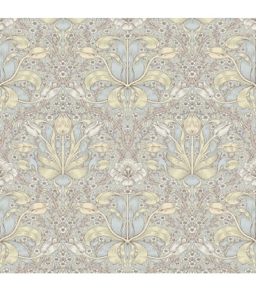 4171-82066 - Spring Thicket Light Blue Tulip Damask Wallpaper-Hidden Treasures Vol 2