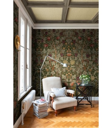 4171-HT84003 - Vine Embroidery Dark Green Wall Mural-Hidden Treasures Vol 2