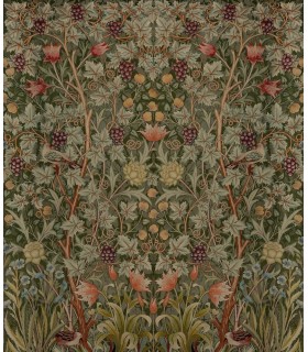 4171-HT84003 - Vine Embroidery Dark Green Wall Mural-Hidden Treasures Vol 2