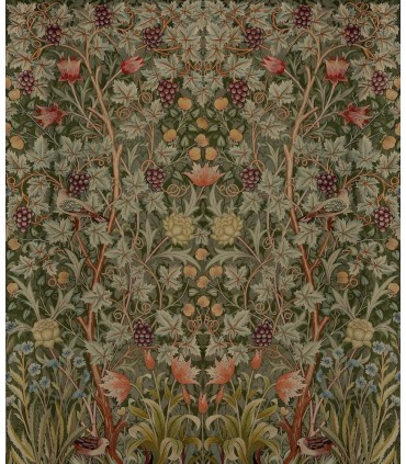 4171-HT84003 - Vine Embroidery Dark Green Wall Mural-Hidden Treasures Vol 2