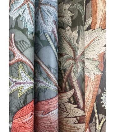 4171-HT84001 - Vine Embroidery Sea Green Wall Mural-Hidden Treasures Vol 2