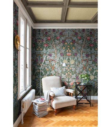 4171-HT84001 - Vine Embroidery Sea Green Wall Mural-Hidden Treasures Vol 2